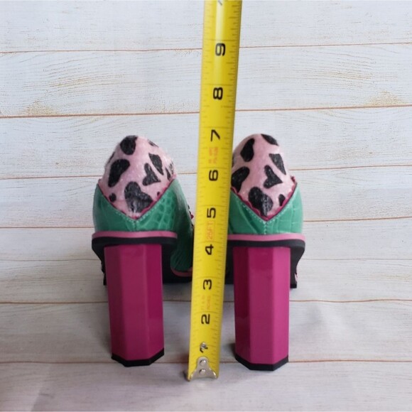 Rare! Poetic License Lux Loafer Block Heel Round Toe Pumps Size 8 Green/Pink - Picture 12 of 16